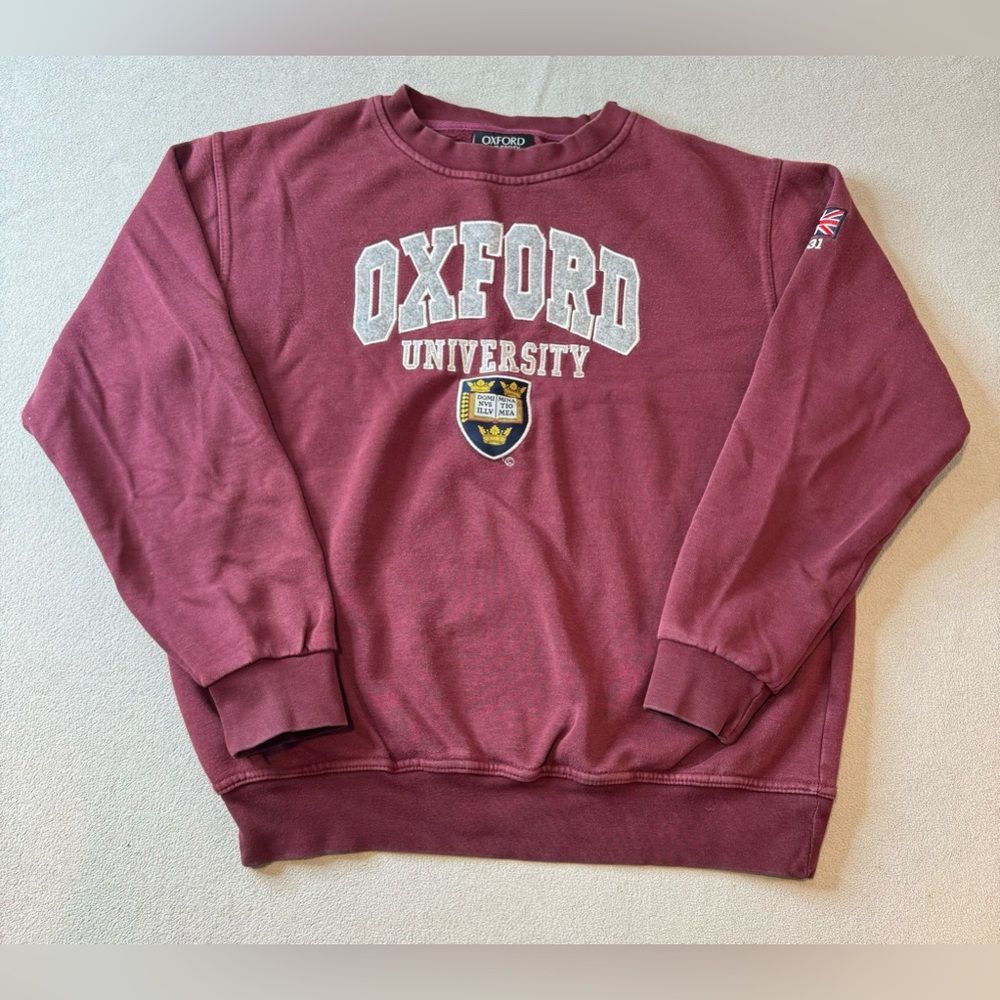 Vtg Oxford University England Official Crewneck Sweatshirt Size Small Maroon